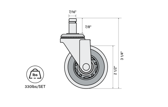 Blade Chair Casters for Hardwood Floors (W4) caster diagram 1