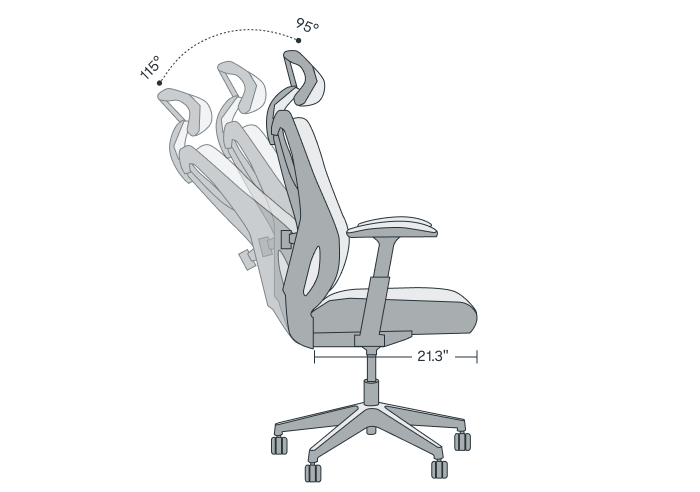 Ergonomic Standard Office Chair (C5) chair diagram 2