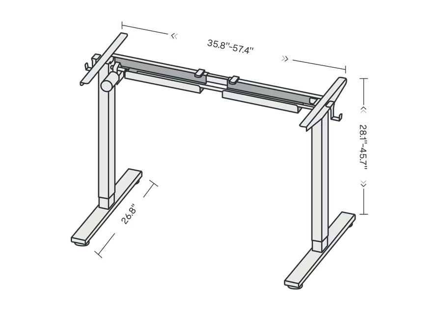Essential Electric Standing Desk — Frame Only (E2) frame diagram