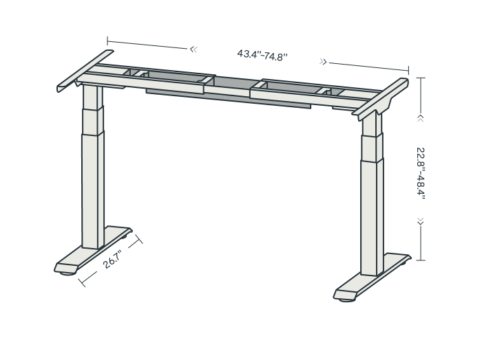 Pro Plus Standing Desk — Frame Only (E7) frame diagram