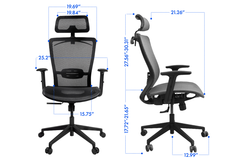 Essential Mesh Office Chair BS3 chair diagram 1
