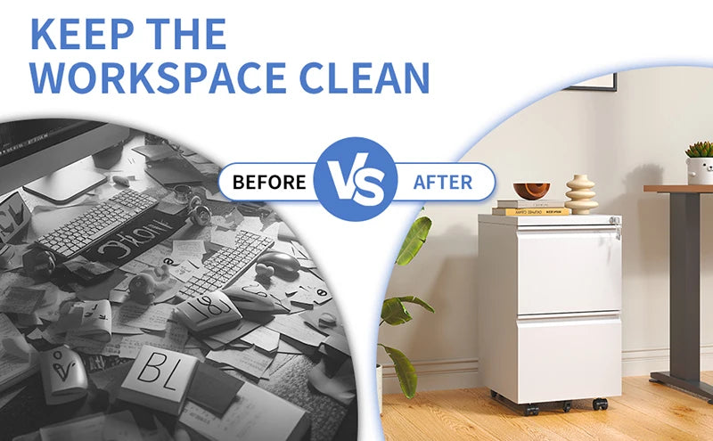 Apex Modern 2-Drawer Lockable Mobile Steel Filing Cabinet