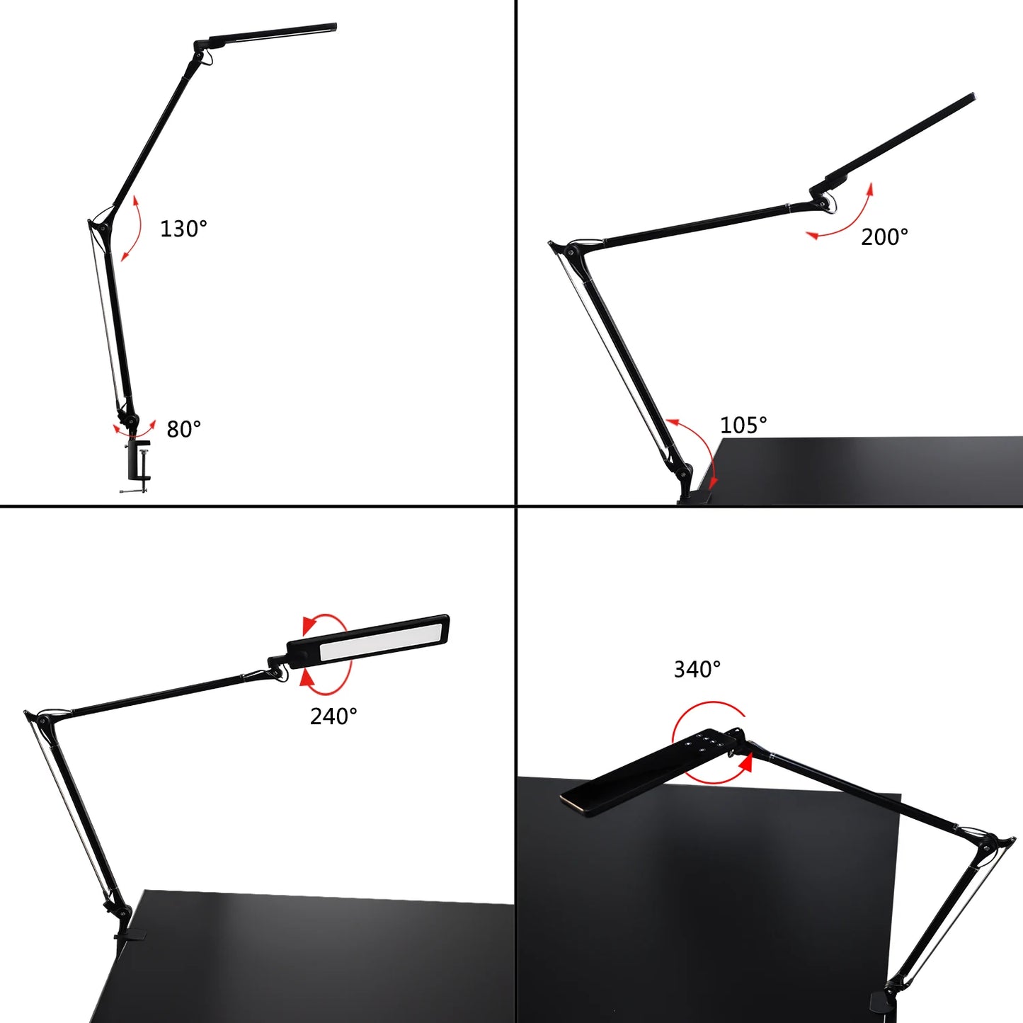 Apex Adjustable Aluminum LED Desk Lamp – Stepless Dimming Task Light