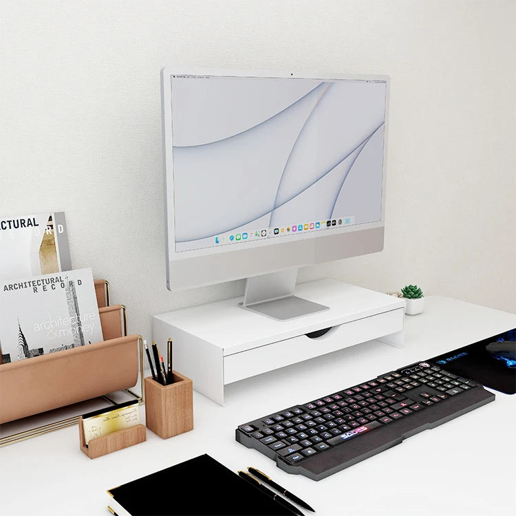 Apex Metal Monitor Stand with Storage Drawer – Desktop Organizer
