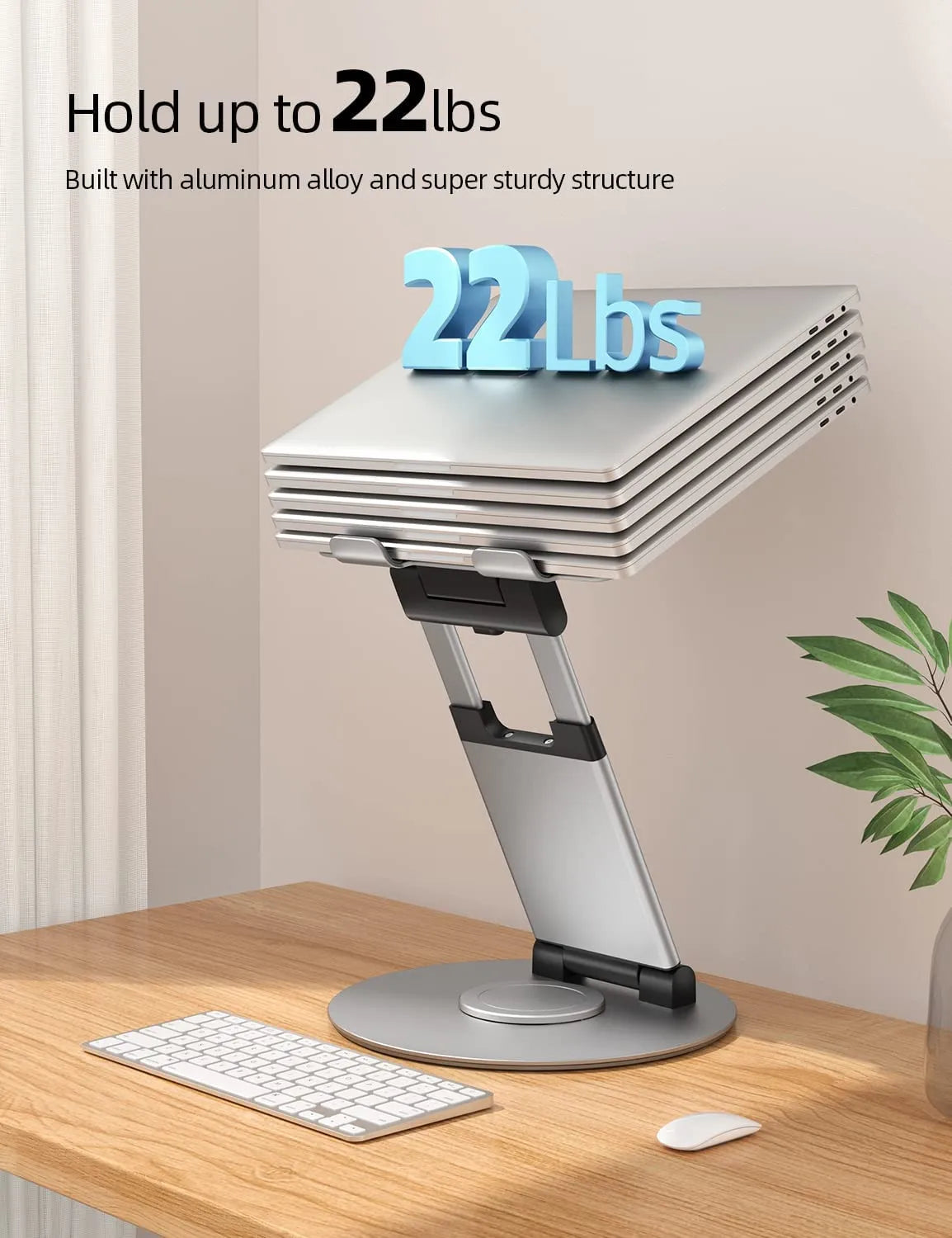 Apex Height-Adjustable 360° Rotating Aluminum Laptop Stand