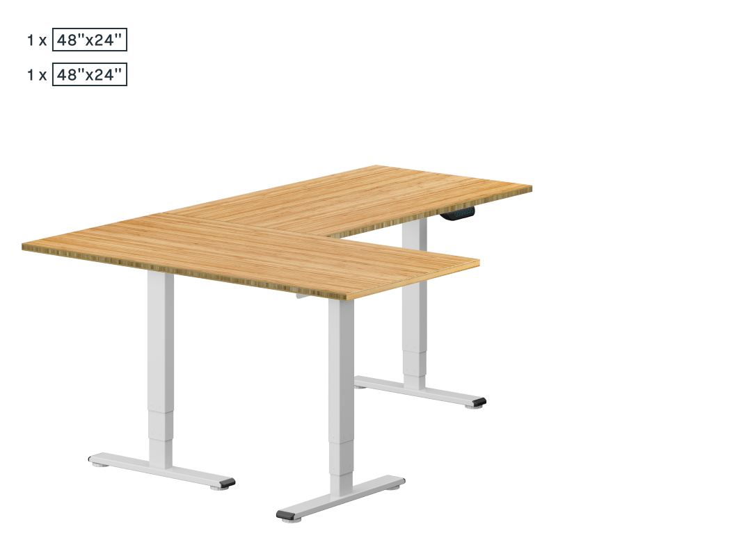 L-Shaped Standing Desk — Bamboo (E7L-Lite)