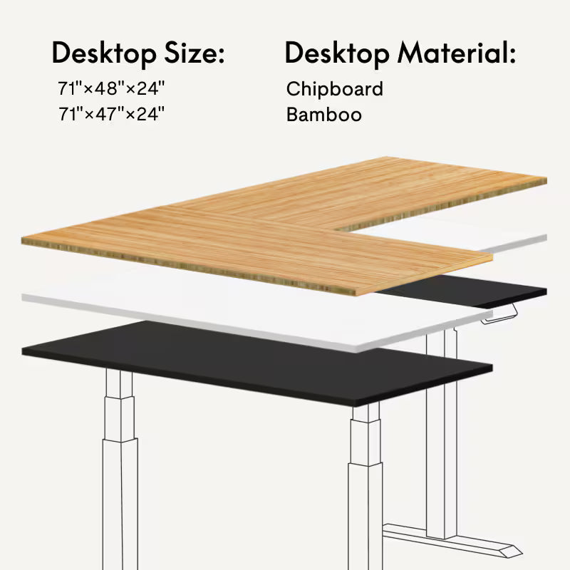Pro L-Shaped Standing Desk — Chipboard (E7L)