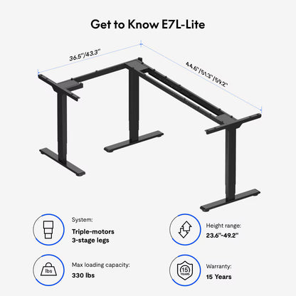 L-Shaped Standing Desk — Frame Only (E7L-Lite)