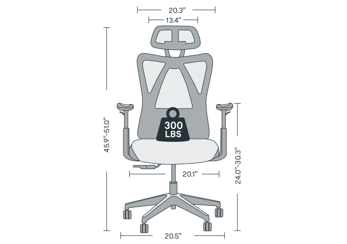 Ergonomic Standard Office Chair (C5) chair diagram 1