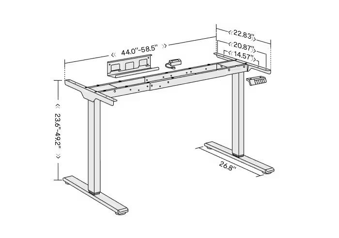 Bureau réglable Pro – Bambou (E5) frame diagram