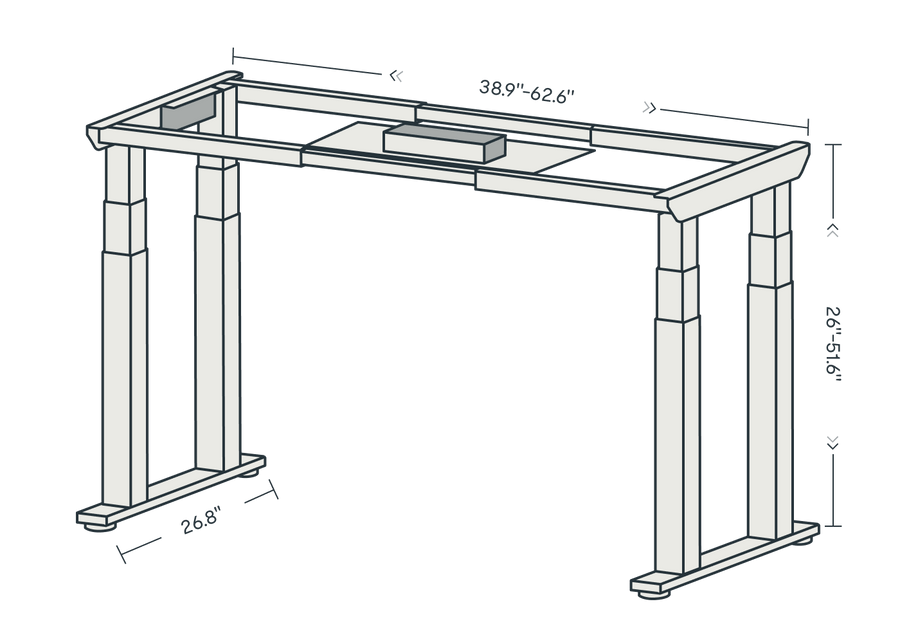 4-leg Standing Desk — Frame Only (E7 Plus) frame diagram