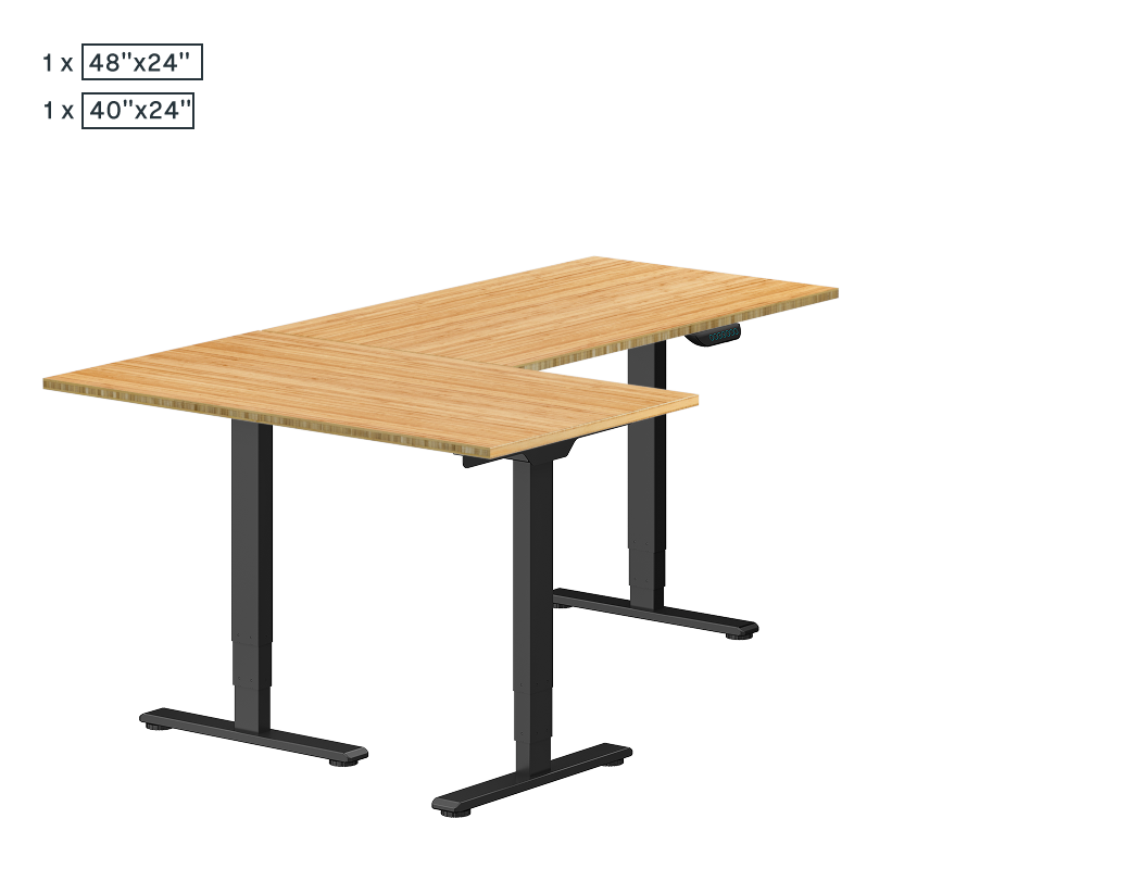 L-Shaped Standing Desk — Bamboo (E7L-Lite)