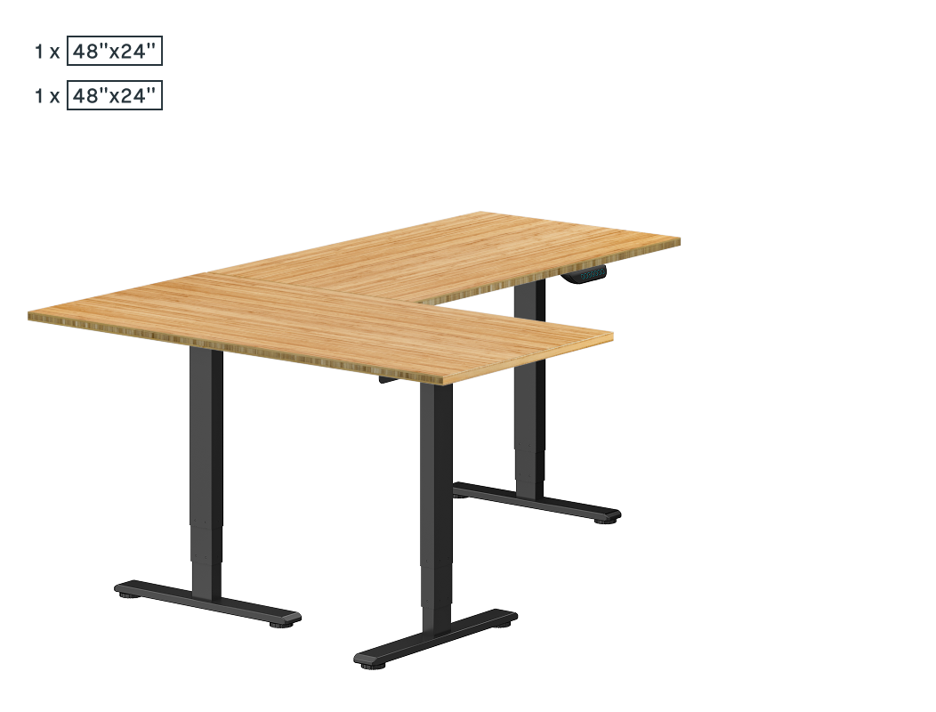 L-Shaped Standing Desk — Bamboo (E7L-Lite)
