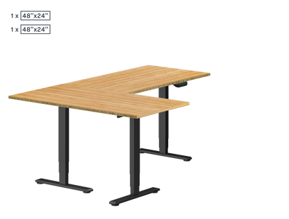 L-Shaped Standing Desk — Bamboo (E7L-Lite)