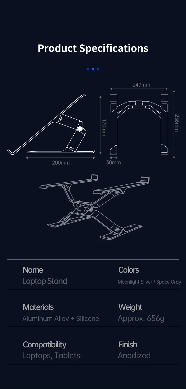 Apex Height-Adjustable Aluminum Laptop Stand for 15.6" Laptops