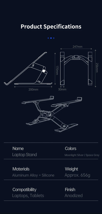 Apex Height-Adjustable Aluminum Laptop Stand for 15.6" Laptops