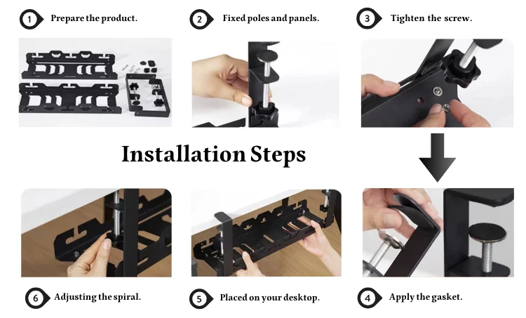 Apex Height Adjustable Under Desk Cable Management Rack – No-Drill Design