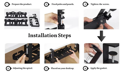 Apex Height Adjustable Under Desk Cable Management Rack – No-Drill Design