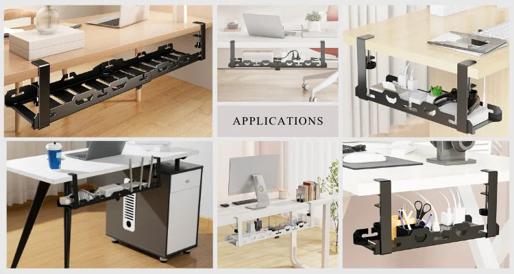 Apex Height Adjustable Under Desk Cable Management Rack – No-Drill Design