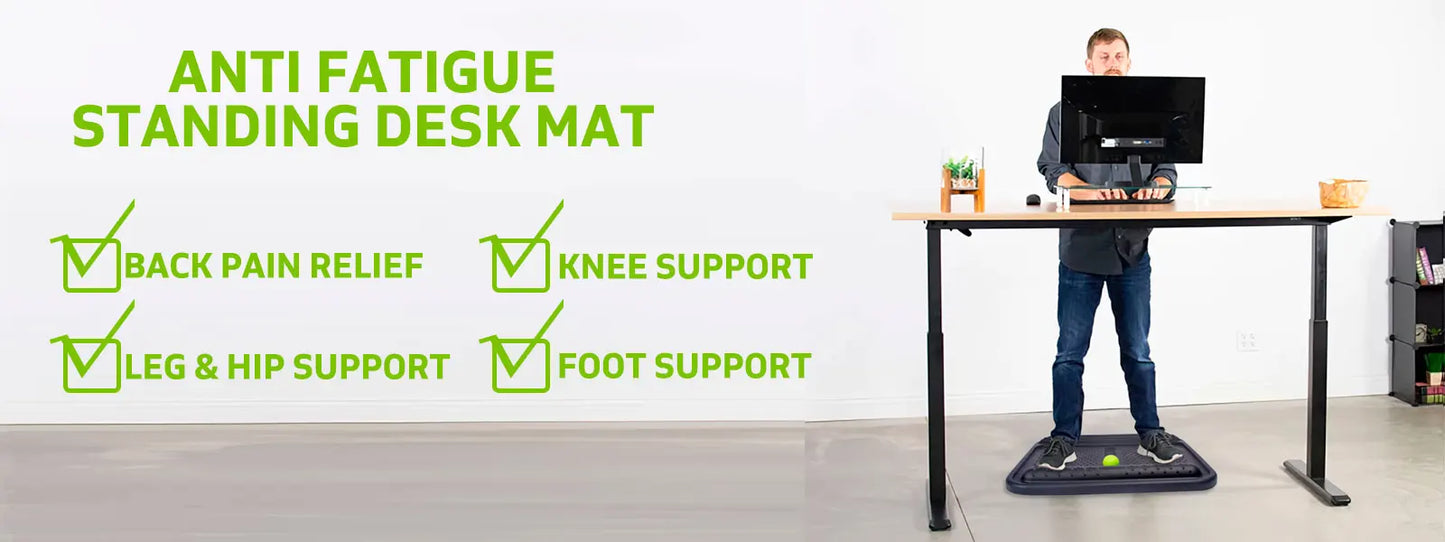 Topographical Anti-Fatigue Standing Desk Mat with Massage Ball