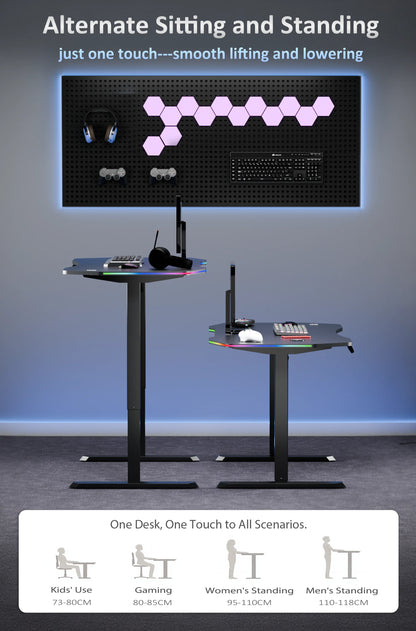 Apex Premium Electric Height-Adjustable Gaming Desk with Carbon Fiber Desktop and RGB LED