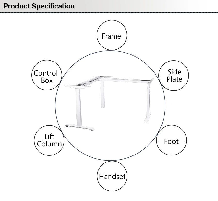 Apex L-Shaped Corner Desk Frame with Dual Motor