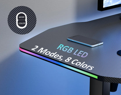 Apex Premium Electric Height-Adjustable Gaming Desk with Carbon Fiber Desktop and RGB LED