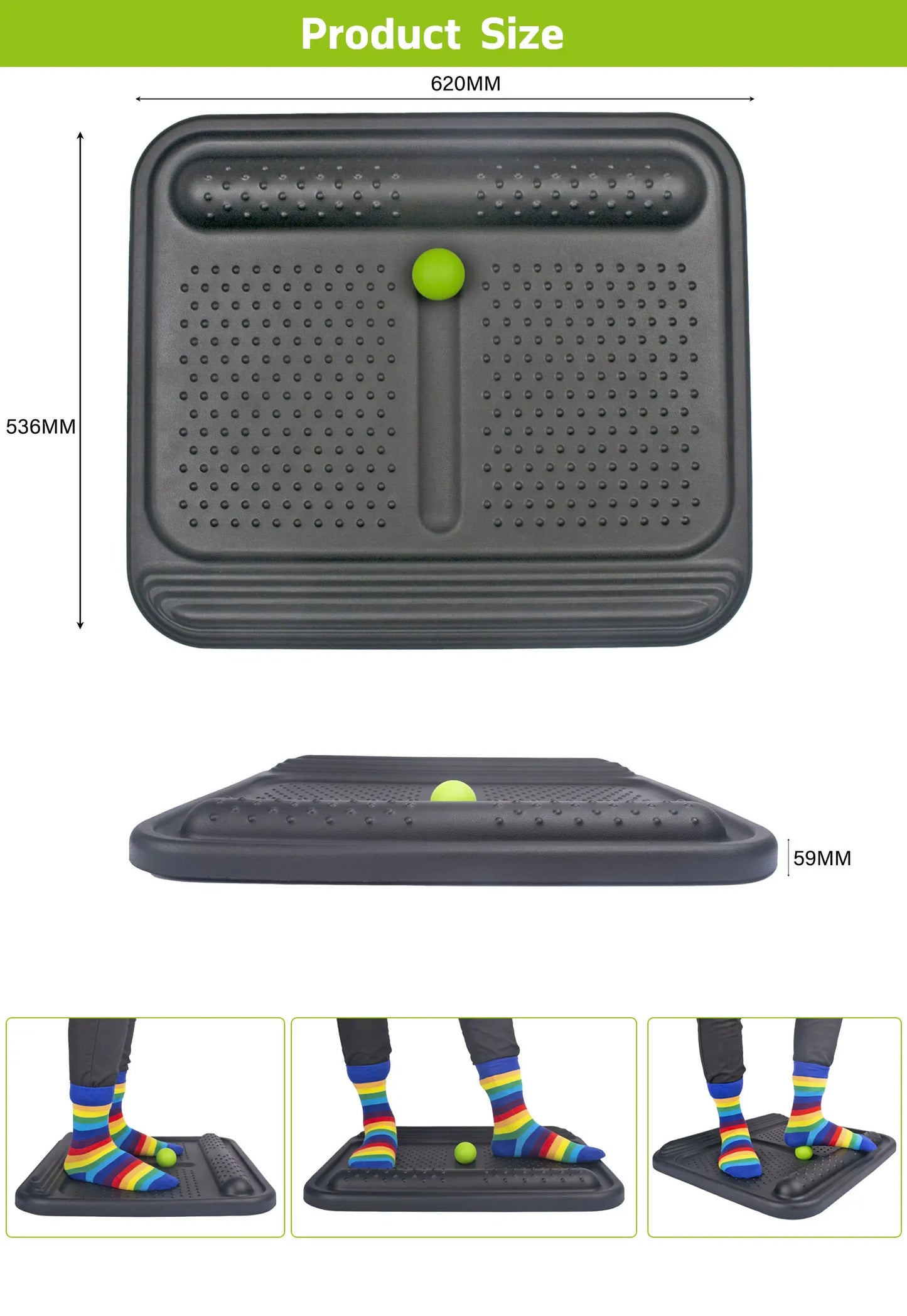 Topographical Anti-Fatigue Standing Desk Mat with Massage Ball
