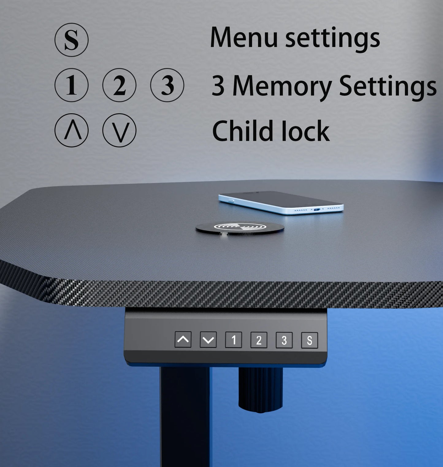 Apex Premium Electric Height-Adjustable Gaming Desk with Carbon Fiber Desktop and RGB LED