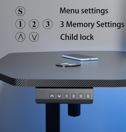 Apex Premium Electric Height-Adjustable Gaming Desk with Carbon Fiber Desktop and RGB LED