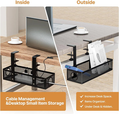 Under Desk Clamp Mount Wire Management Box – No-Drill Cable Organizer