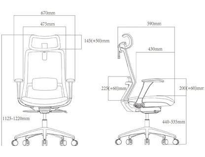 High Back Ergonomic Mesh Office Chair with 4D Armrests