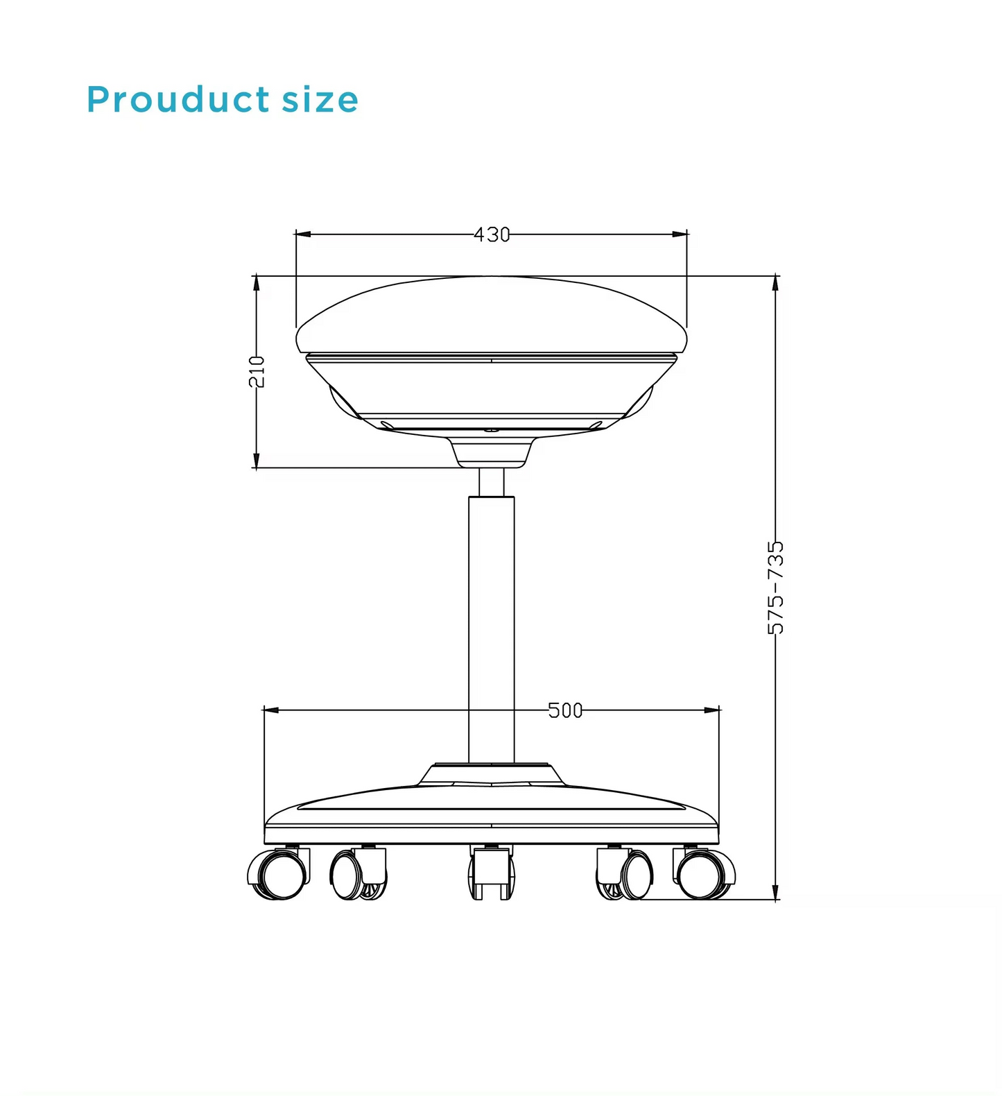 Apex Active Balance Stool with Casters & Adjustable Seat Height