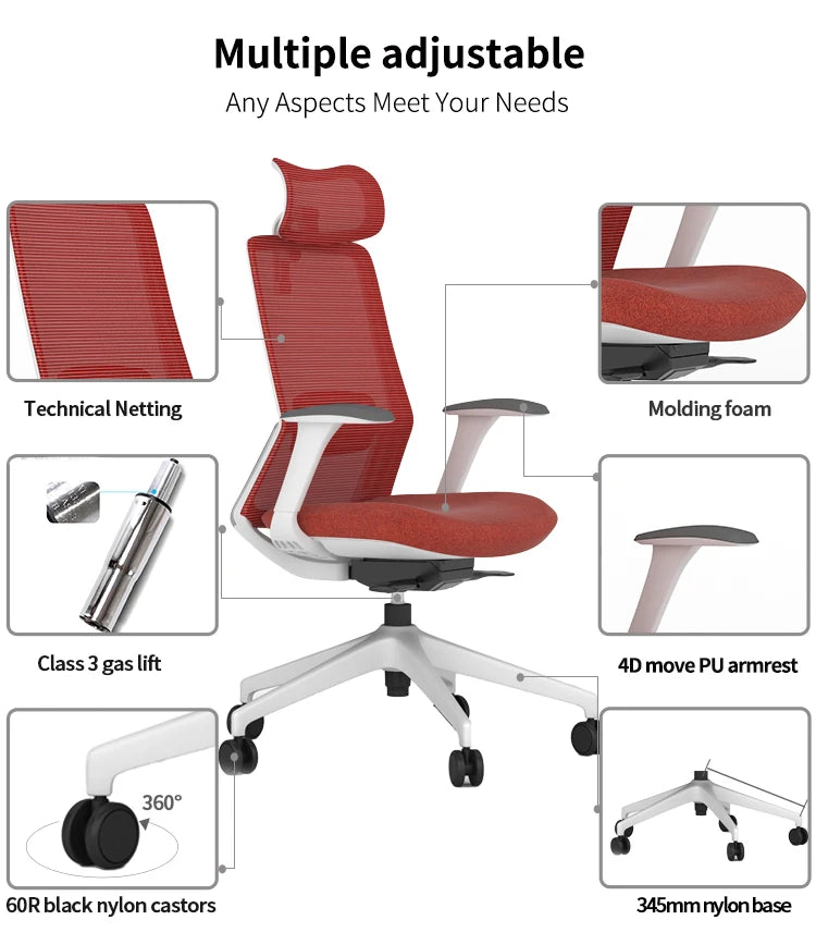 High Back Ergonomic Mesh Office Chair with 4D Armrests