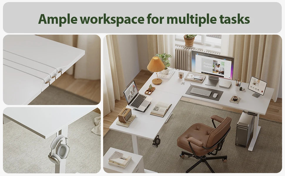 Apex Elite Tri-Motor L-Shaped Gaming Standing Desk—330LB Capacity