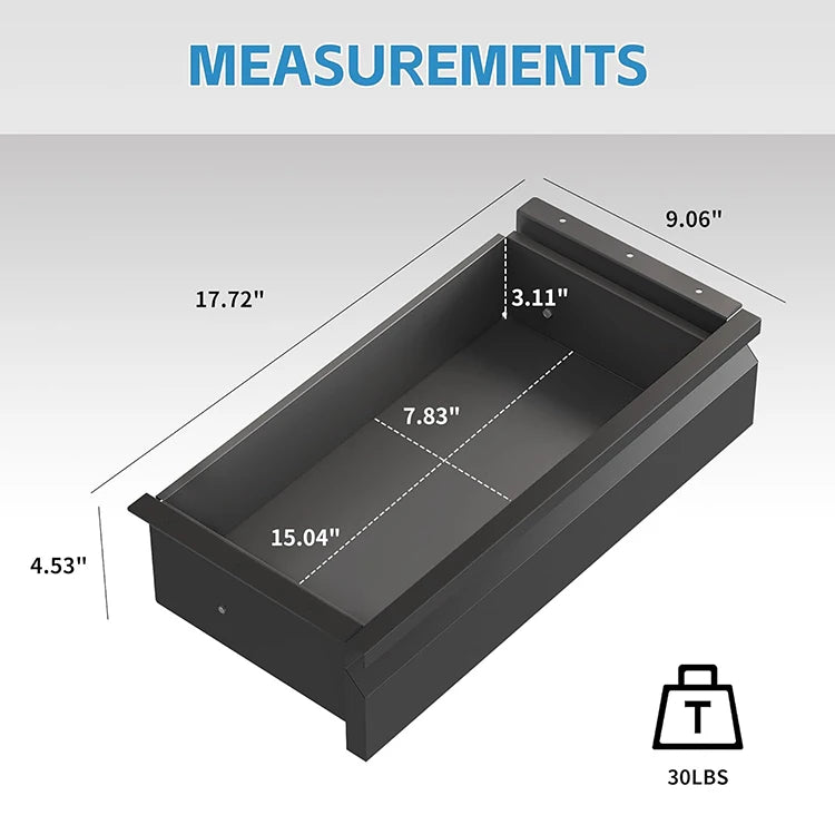 Apex Metal Under Desk Sliding Drawer – 18" Carbon Steel Storage Unit