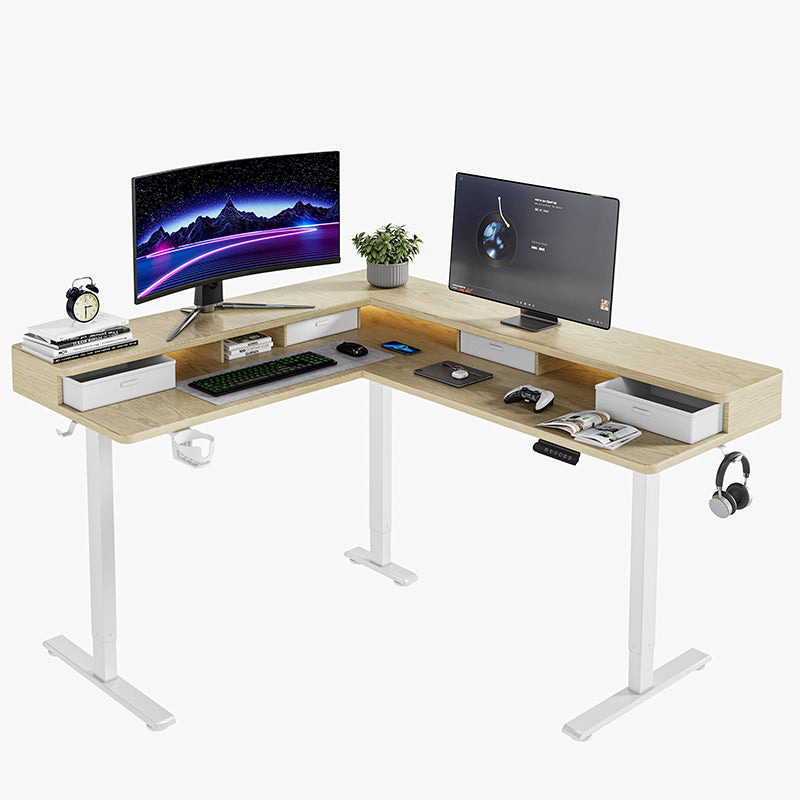 Apex Modular L-Shaped Standing Desk with Integrated File Drawers