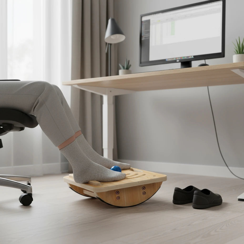 Apex Wooden Ergonomic Footrest with Anti-Slip Rubber Strips