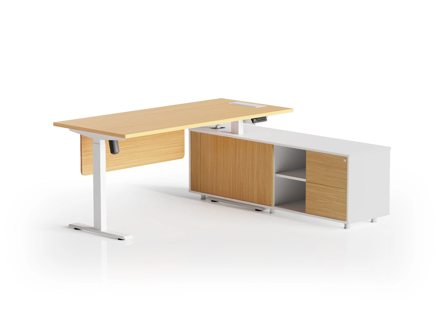 Apex Luxury Executive L-Shaped Standing Desk with Manager Storage