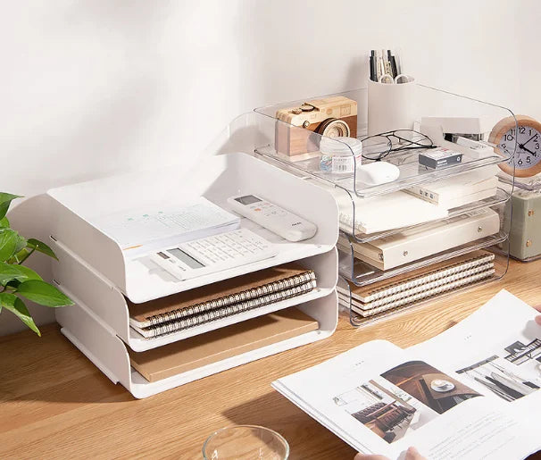 Apex Stackable Transparent PET Desk Organizer – File & Stationery Storage