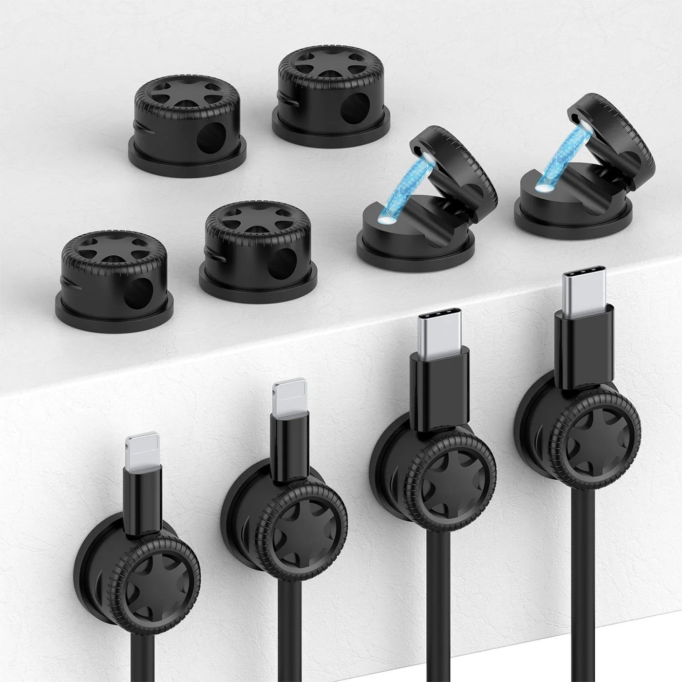 Apex Magnetic Silicone Cable Clips with Adhesive Base – Multi-Purpose Organizer