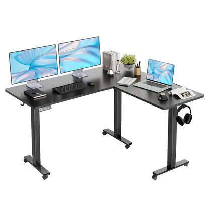 Apex Elite Tri-Motor L-Shaped Gaming Standing Desk—330LB Capacity