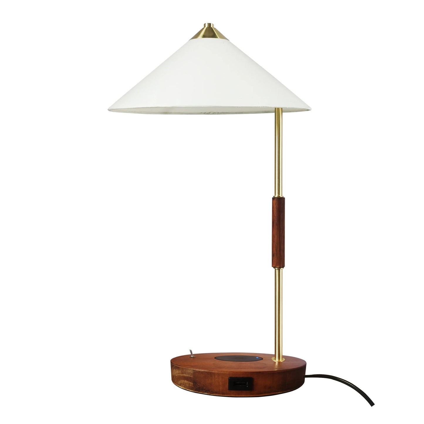 Apex Modern Wooden G9 Desk Lamp with Fabric Cone Shade