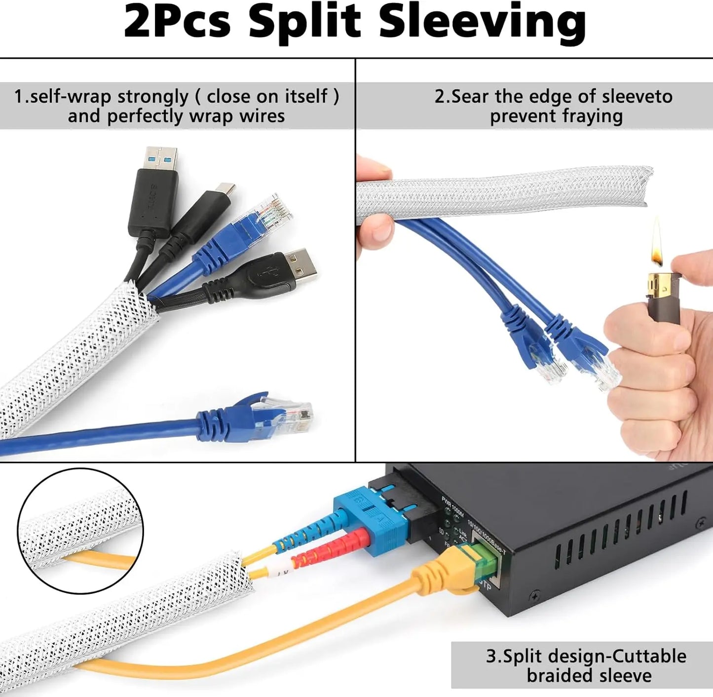 Apex Cable Management Organizer Kit – 10 Reusable Clips, 2 Rolls Velcro & 100 Zip Ties