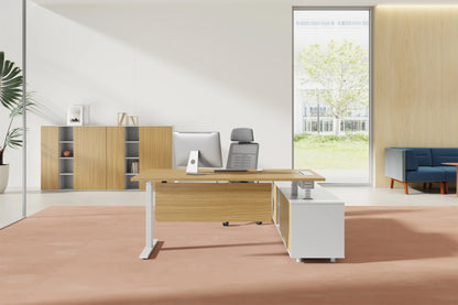 Apex Luxury Executive L-Shaped Standing Desk with Manager Storage
