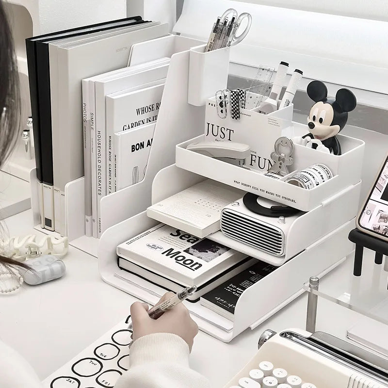 Apex Multifunctional Plastic Desktop Organizer – Stackable Storage Set