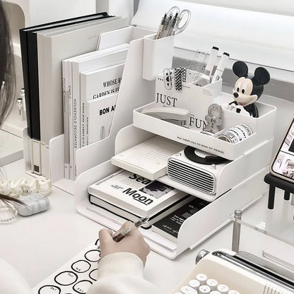 Apex Multifunctional Plastic Desktop Organizer – Stackable Storage Set