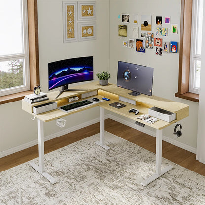 Apex Modular L-Shaped Standing Desk with Integrated File Drawers