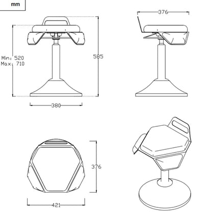 Apex Modern Executive Wobble Stool with Adjustable Armrest & Swivel Base