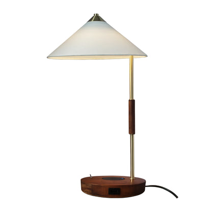 Apex Modern Wooden G9 Desk Lamp with Fabric Cone Shade